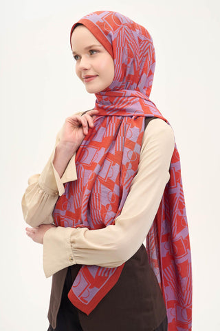 Urban Hours Elvora Koyu Turuncu Mayda Şal 190x70 - Mayda Şal - | Silk Home