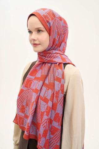 Urban Hours Elvora Koyu Turuncu Mayda Şal 190x70 - Mayda Şal - | Silk Home