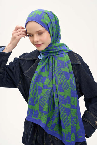 Urban Hours Elvora Saks Mavi Mayda Şal 190x70 - Mayda Şal - | Silk Home