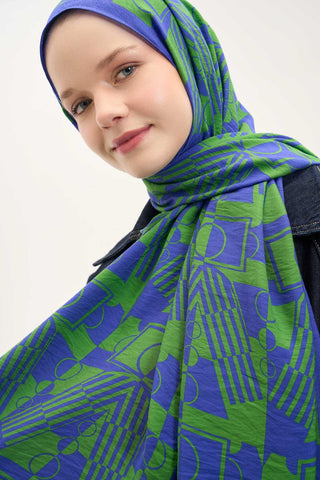 Urban Hours Elvora Saks Mavi Mayda Şal 190x70 - Mayda Şal - | Silk Home