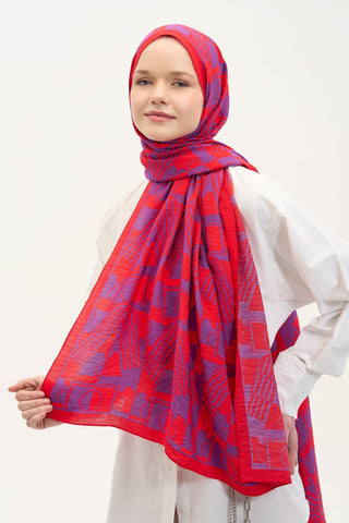 Urban Hours Elvora Canlı Kırmızı Mayda Şal 190x70 - Mayda Şal - | Silk Home