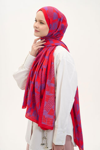 Urban Hours Elvora Canlı Kırmızı Mayda Şal 190x70 - Mayda Şal - | Silk Home