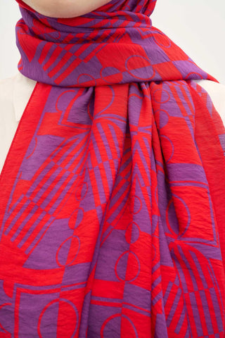 Urban Hours Elvora Canlı Kırmızı Mayda Şal 190x70 - Mayda Şal - | Silk Home