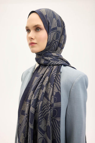 Urban Hours Elvora Koyu Indigo Mayda Şal 190x70 - Mayda Şal - | Silk Home