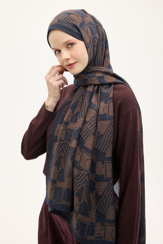 Urban Hours Elvora Siyah Mavi Mayda Şal 190x70 - Mayda Şal - | Silk Home