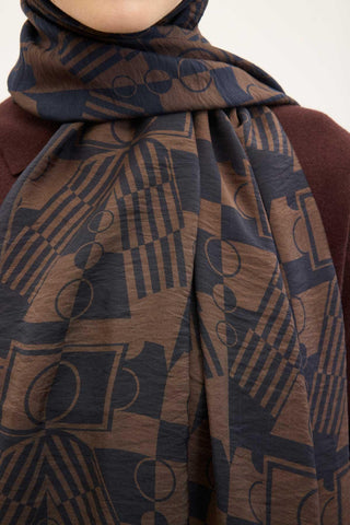 Urban Hours Elvora Siyah Mavi Mayda Şal 190x70 - Mayda Şal - | Silk Home