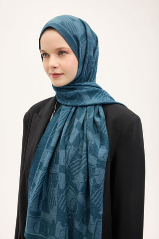 Urban Hours Elvora Petrol Mavi Mayda Şal 190x70 - Mayda Şal - | Silk Home