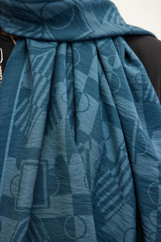 Urban Hours Elvora Petrol Mavi Mayda Şal 190x70 - Mayda Şal - | Silk Home