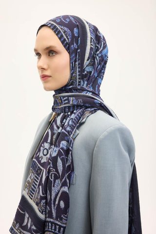 Urban Hours Antik Gece Mavi Mayda Şal 190x70 - Mayda Şal - | Silk Home