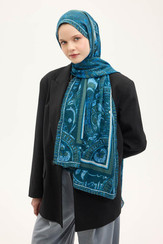 Urban Hours Antik Petrol Yeşili Mayda Şal 190x70 - Mayda Şal - | Silk Home