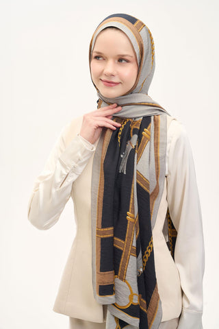 Urban Hours Büyük Zincir Açık Gri Mayda Şal 190x70 - Mayda Şal - | Silk Home