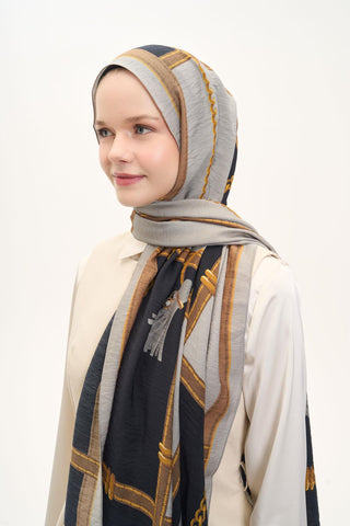 Urban Hours Büyük Zincir Açık Gri Mayda Şal 190x70 - Mayda Şal - | Silk Home