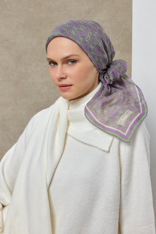 Viscose Velora Scarf, Four Seasons, Baroque Floral Pattern, Espresso, 90x90 cm 