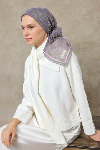 Viscose Velora Scarf, Four Seasons, Baroque Floral Pattern, Espresso, 90x90 cm 