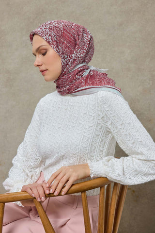 Viscose Velora Scarf, Four Seasons, Baroque Floral Pattern, Espresso, 90x90 cm 