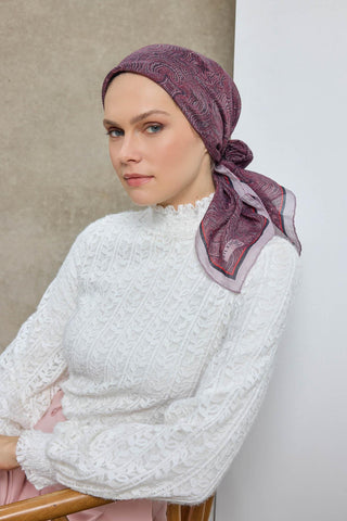 Viscose Velora Scarf, Four Seasons, Baroque Floral Pattern, Espresso, 90x90 cm 