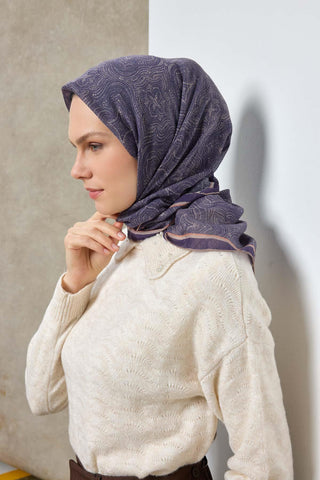 Viscose Velora Scarf, Four Seasons, Baroque Floral Pattern, Espresso, 90x90 cm 