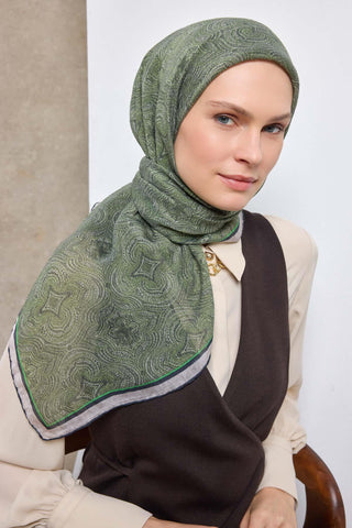 Viscose Velora Scarf, Four Seasons, Baroque Floral Pattern, Espresso, 90x90 cm 
