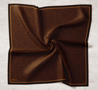Viscose Velora Scarf, Four Seasons, Baroque Floral Pattern, Espresso, 90x90 cm 
