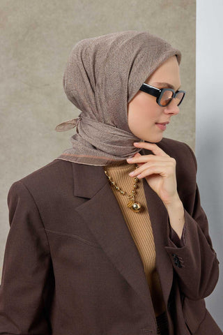 Viscose Velora Scarf, Four Seasons, Baroque Floral Pattern, Espresso, 90x90 cm 