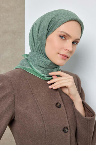 Tencel Monare Eşarp Labirent Desen Çam Yeşili 90X90 - Monare Eşarp - | Silk Home