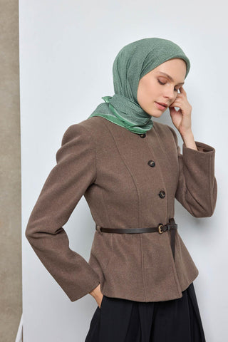 Tencel Monare Eşarp Labirent Desen Çam Yeşili 90X90 - Monare Eşarp - | Silk Home