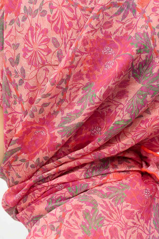 Viscose Velora Scarf, Four Seasons, Baroque Floral Pattern, Espresso, 90x90 cm 