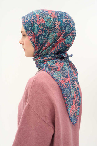 Viscose Velora Scarf, Four Seasons, Baroque Floral Pattern, Espresso, 90x90 cm 