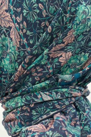 Viscose Velora Scarf, Four Seasons, Baroque Floral Pattern, Espresso, 90x90 cm 