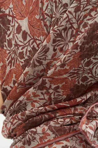 Viscose Velora Scarf, Four Seasons, Baroque Floral Pattern, Espresso, 90x90 cm 