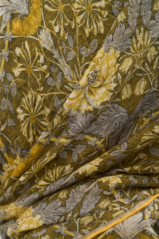 Viscose Velora Scarf, Four Seasons, Baroque Floral Pattern, Espresso, 90x90 cm 