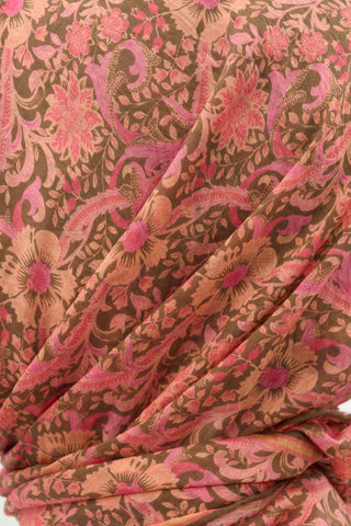 Viscose Velora Scarf, Four Seasons, Baroque Floral Pattern, Espresso, 90x90 cm 