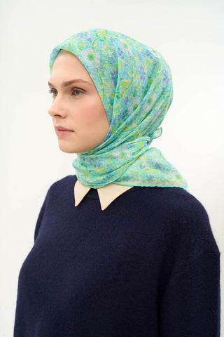 Viscose Velora Scarf, Four Seasons, Baroque Floral Pattern, Espresso, 90x90 cm 