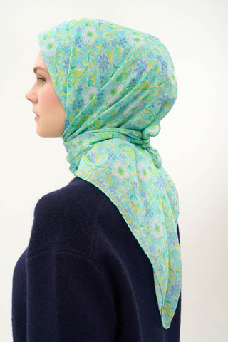 Viscose Velora Scarf, Four Seasons, Baroque Floral Pattern, Espresso, 90x90 cm 