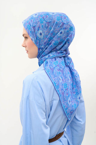 Viscose Velora Scarf, Four Seasons, Baroque Floral Pattern, Espresso, 90x90 cm 