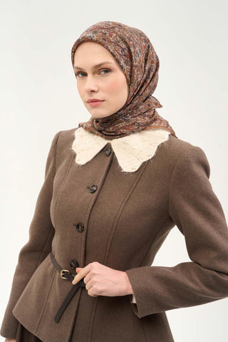 Tencel Monare Eşarp Papatya Desen Taş 90X90 - Monare Eşarp - | Silk Home