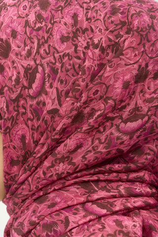 Viscose Velora Scarf, Four Seasons, Baroque Floral Pattern, Espresso, 90x90 cm 