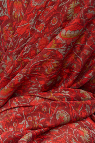 Viscose Velora Scarf, Four Seasons, Baroque Floral Pattern, Espresso, 90x90 cm 