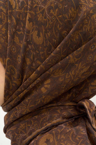 Viscose Velora Scarf, Four Seasons, Baroque Floral Pattern, Espresso, 90x90 cm 