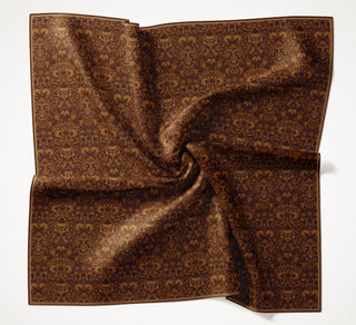 Viscose Velora Scarf, Four Seasons, Baroque Floral Pattern, Espresso, 90x90 cm 