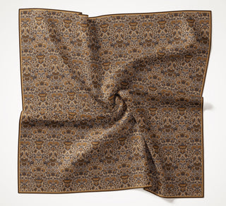 Viscose Velora Scarf, Four Seasons, Baroque Floral Pattern, Espresso, 90x90 cm 