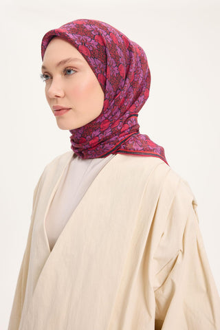 Viscose Velora Scarf, Four Seasons, Baroque Floral Pattern, Espresso, 90x90 cm 