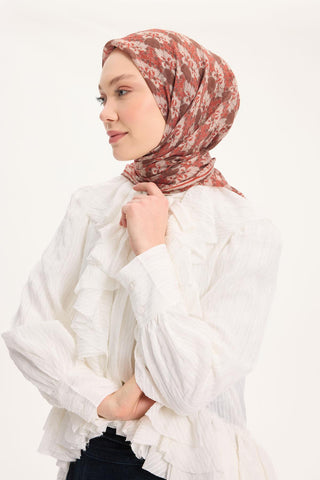 Viscose Velora Scarf, Four Seasons, Baroque Floral Pattern, Espresso, 90x90 cm 