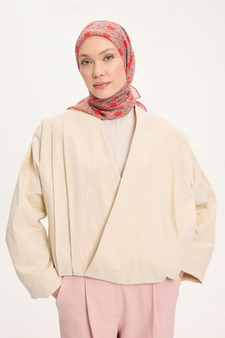 Tencel Monare Eşarp Bahar Desen Canlı Kırmızı 90X90 - Monare Eşarp - | Silk Home