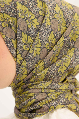 Viscose Velora Scarf, Four Seasons, Baroque Floral Pattern, Espresso, 90x90 cm 