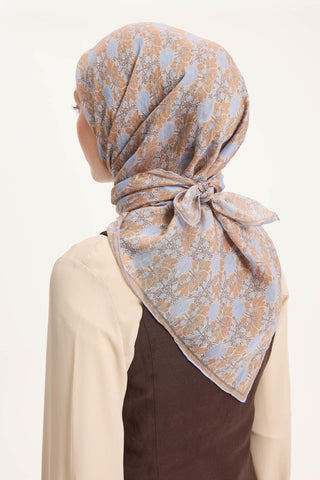 Viscose Velora Scarf, Four Seasons, Baroque Floral Pattern, Espresso, 90x90 cm 