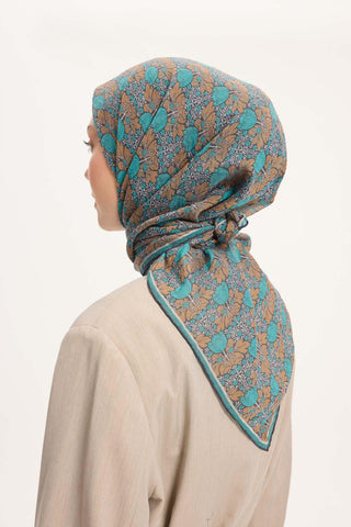 Viscose Velora Scarf, Four Seasons, Baroque Floral Pattern, Espresso, 90x90 cm 