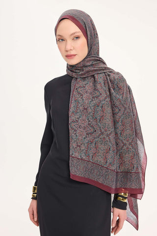 Tencel Monare Şal Koyu Yeşil Etnik Desen 75x195 - mnrsl - | Silk Home