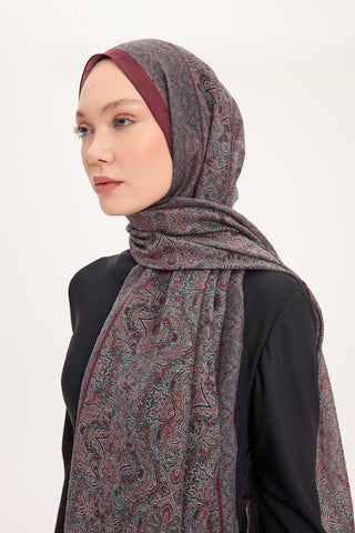 Tencel Monare Şal Koyu Yeşil Etnik Desen 75x195 - mnrsl - | Silk Home