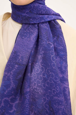 Tencel Monare Şal Mor Vintage Botanik Desen 75x195 - Monare Şal - | Silk Home